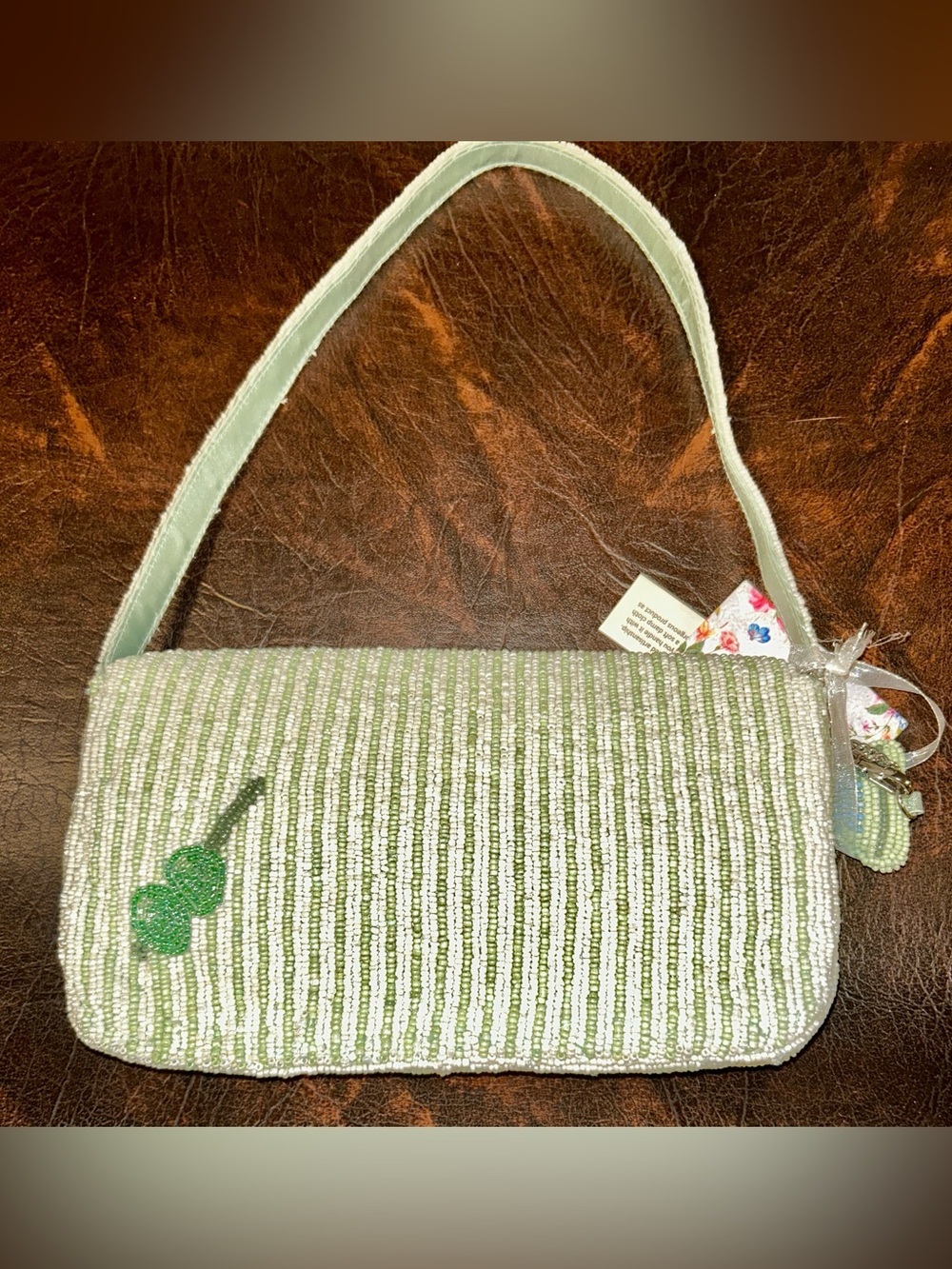NWT VIRAL TJMAX MARSHALLS Pastel
Green Martini Stripe Beaded Shoulder
Bag Purse - Picture 2 of 15